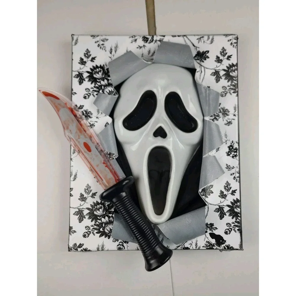 Scream Ghost Face Mask Halloween Light Up Haunted‎ House Wall Decor Works CUSTOM